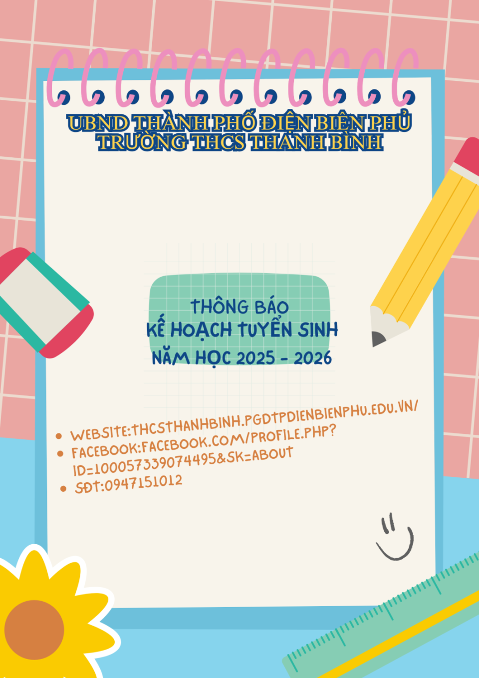 Thông báo và kế hoạch tuyển sinh năm học 2025 – 2026 trường trung học cơ sở Thanh Bình