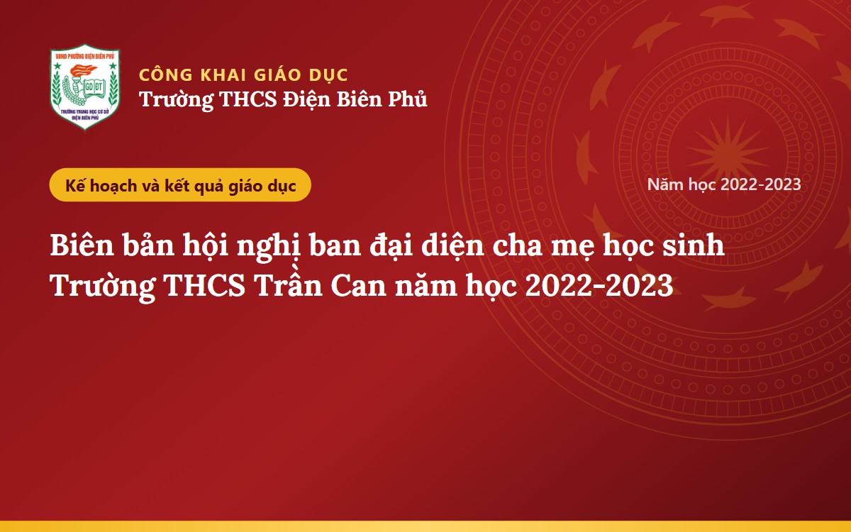 Biên bản hội nghị ban đại diện cha mẹ học sinh Trường THCS Trần Can năm học 2022-2023