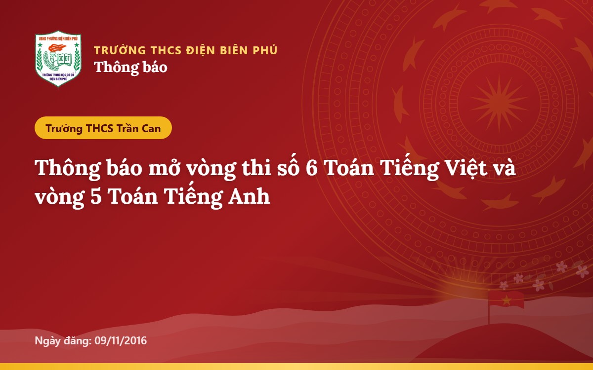 Thông báo mở vòng thi số 6 Toán Tiếng Việt và vòng 5 Toán Tiếng Anh