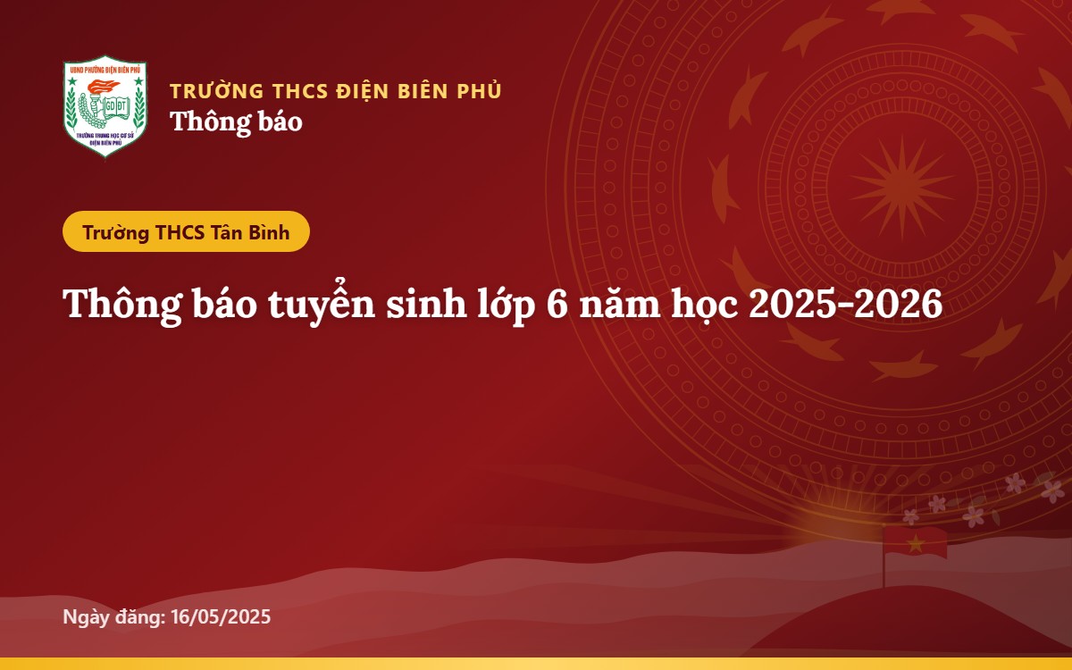 Thông báo tuyển sinh lớp 6 năm học 2025-2026