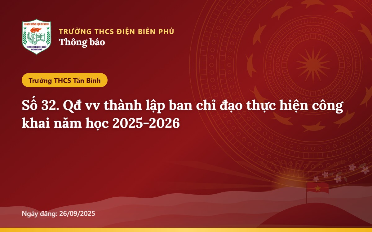 Số 32. Qđ vv thành lập ban chỉ đạo thực hiện công khai năm học 2025-2026