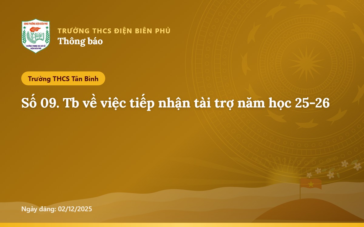 Số 09. Tb về việc tiếp nhận tài trợ năm học 25-26