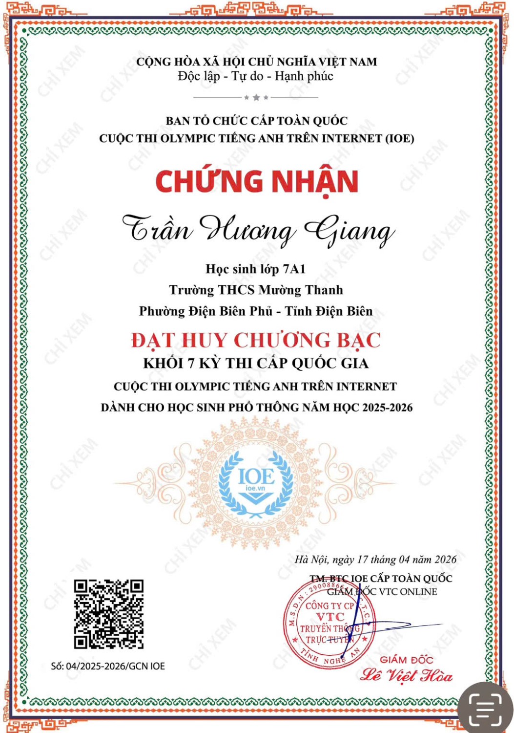 Học sinh Trường THCS Mường Thanh tham gia kỳ thi IOE cấp quốc gia năm học 2025-2026