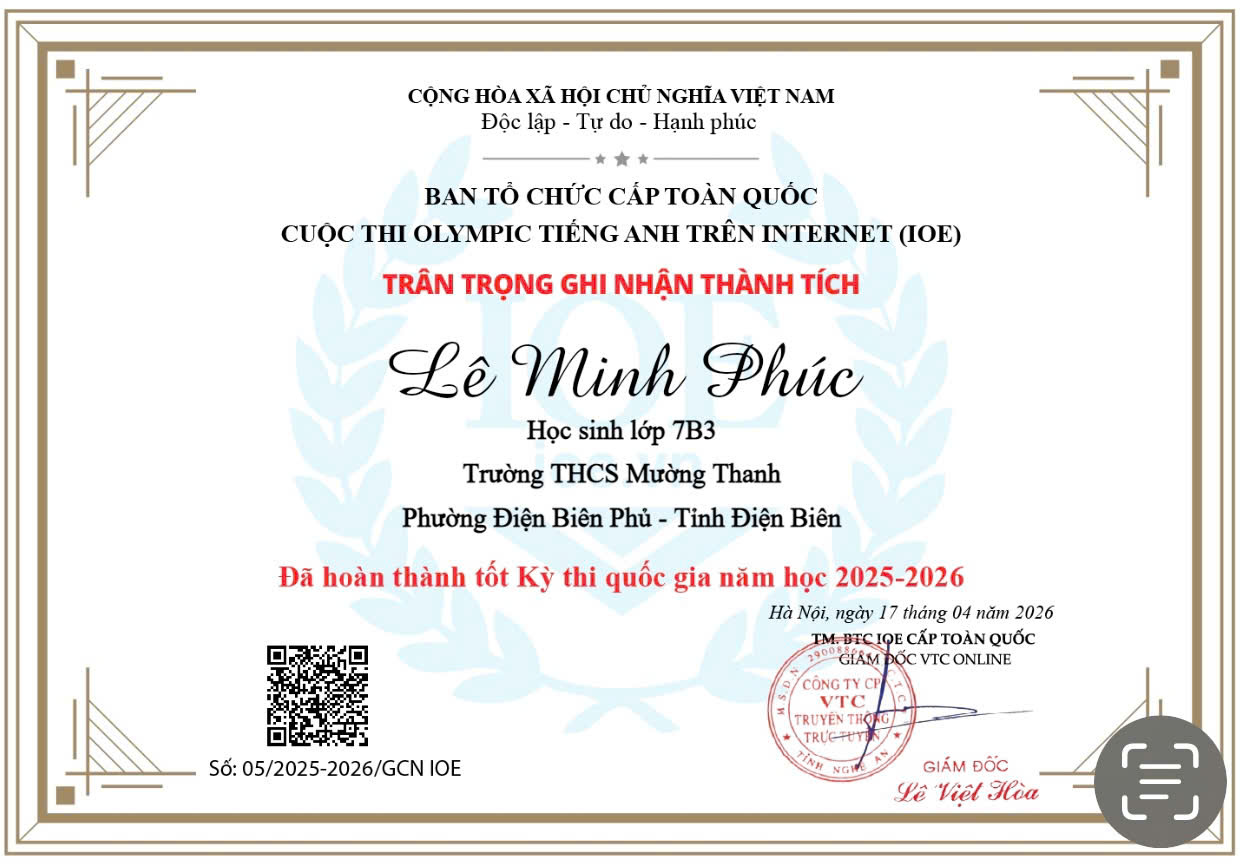 Học sinh Trường THCS Mường Thanh tham gia kỳ thi IOE cấp quốc gia năm học 2025-2026