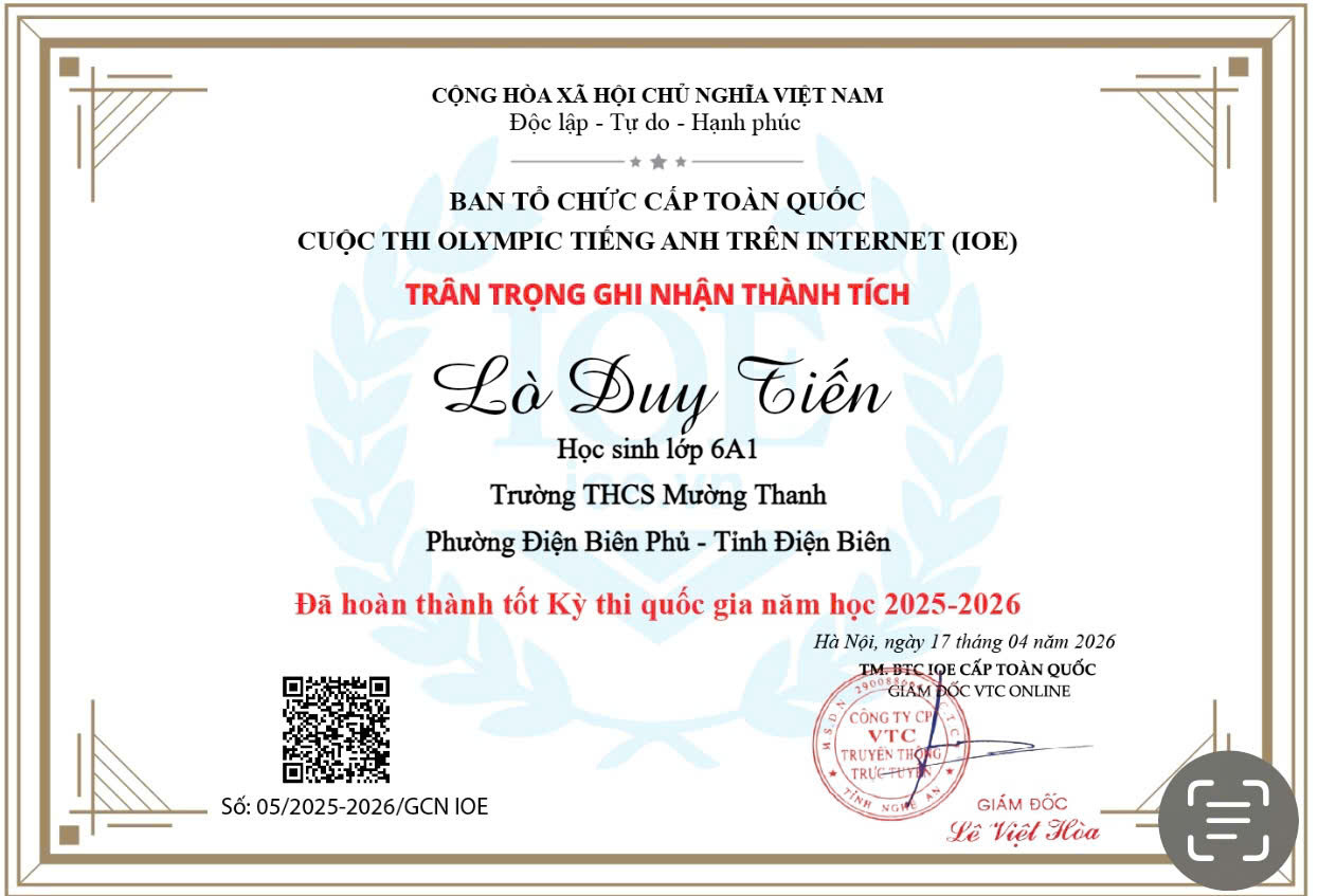 Học sinh Trường THCS Mường Thanh tham gia kỳ thi IOE cấp quốc gia năm học 2025-2026