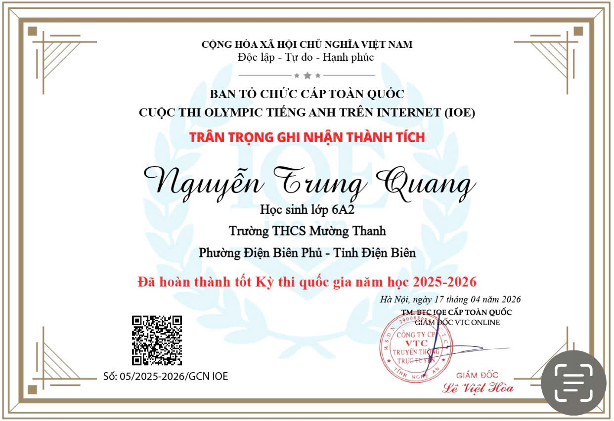 Học sinh Trường THCS Mường Thanh tham gia kỳ thi IOE cấp quốc gia năm học 2025-2026