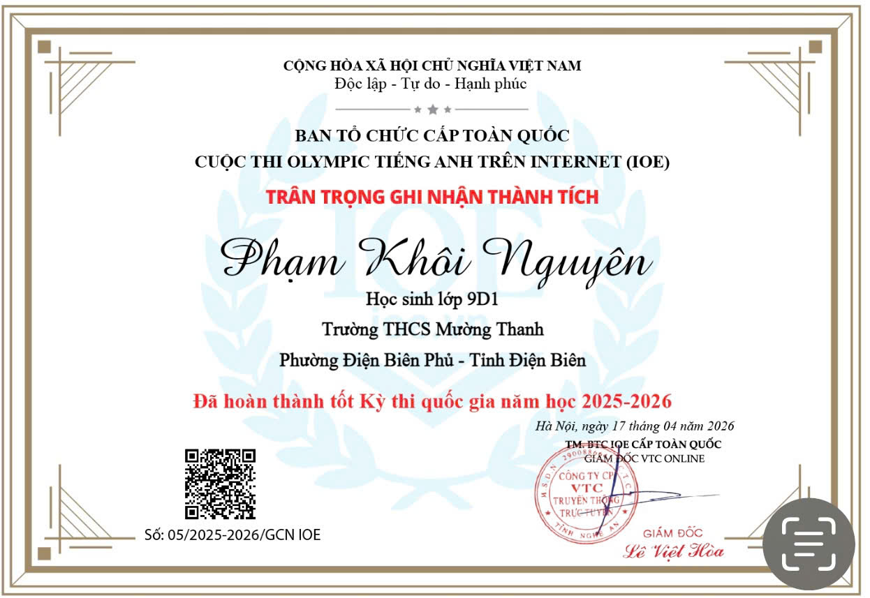 Học sinh Trường THCS Mường Thanh tham gia kỳ thi IOE cấp quốc gia năm học 2025-2026