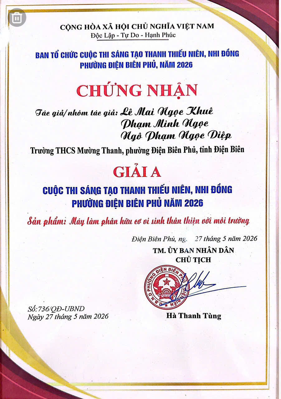 Trường THCS Mường Thanh tham gia cuộc thi sáng tạo thanh thiếu niên, nhi đồng cấp phường năm 2026