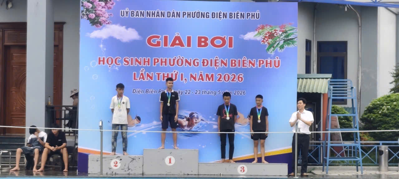 Rực rỡ sắc vàng: Trường THCS Mường Thanh đạt giải xuất sắc nhất tại giải bơi học sinh phường Điện Biên Phủ lần thứ i, năm 2026