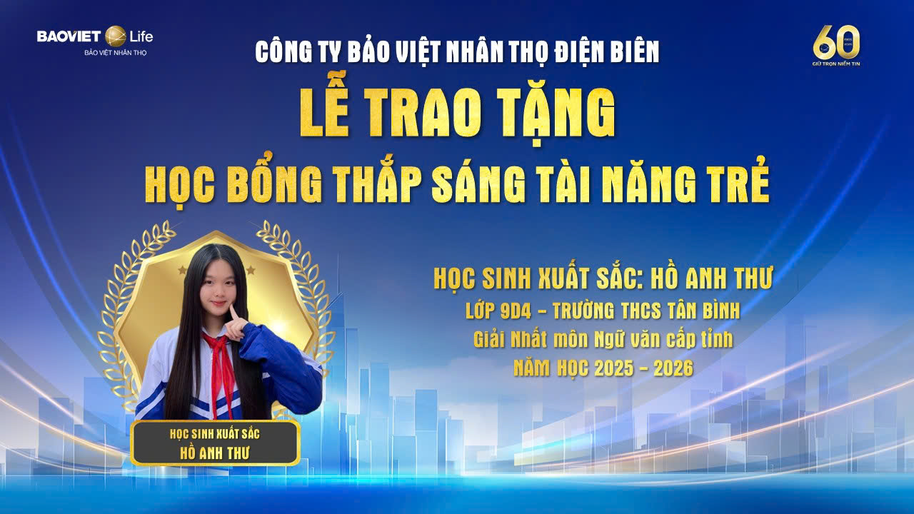 Công ty Bảo Việt Nhân thọ Điện Biên phối hợp với trường THCS Tân Bình triển khai chương trình học bổng “Thắp sáng tài năng trẻ” năm 2026