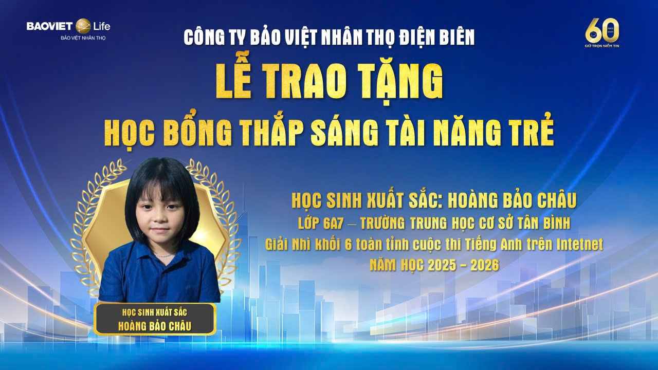 Công ty Bảo Việt Nhân thọ Điện Biên phối hợp với trường THCS Tân Bình triển khai chương trình học bổng “Thắp sáng tài năng trẻ” năm 2026