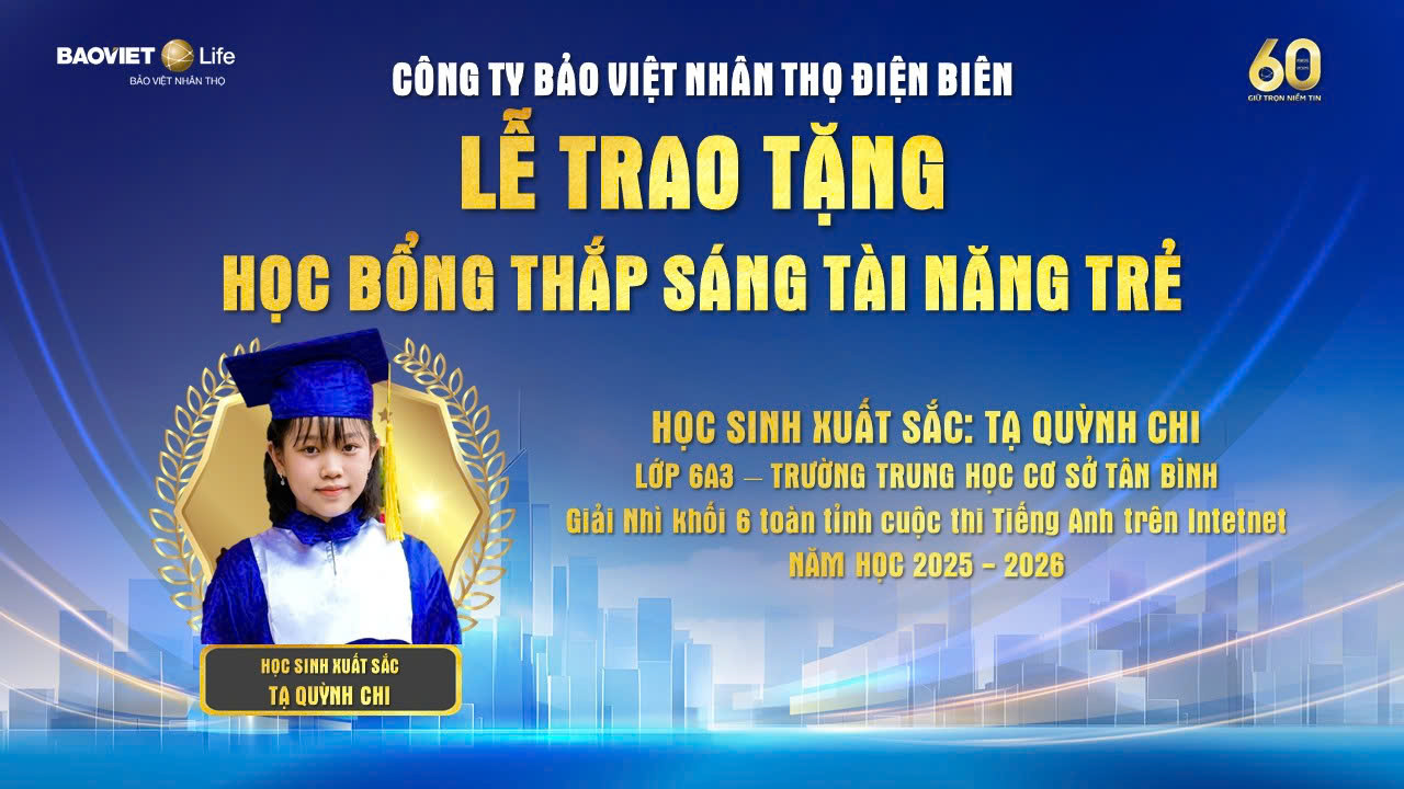 Công ty Bảo Việt Nhân thọ Điện Biên phối hợp với trường THCS Tân Bình triển khai chương trình học bổng “Thắp sáng tài năng trẻ” năm 2026