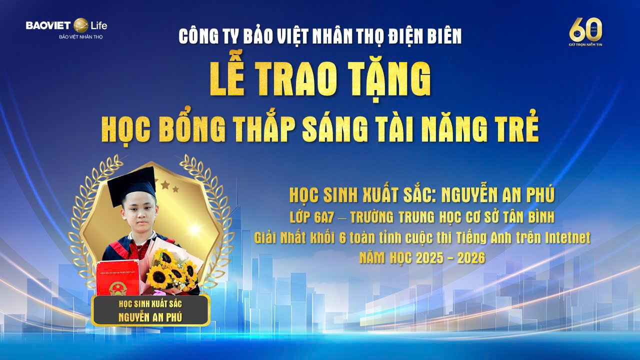 Công ty Bảo Việt Nhân thọ Điện Biên phối hợp với trường THCS Tân Bình triển khai chương trình học bổng “Thắp sáng tài năng trẻ” năm 2026