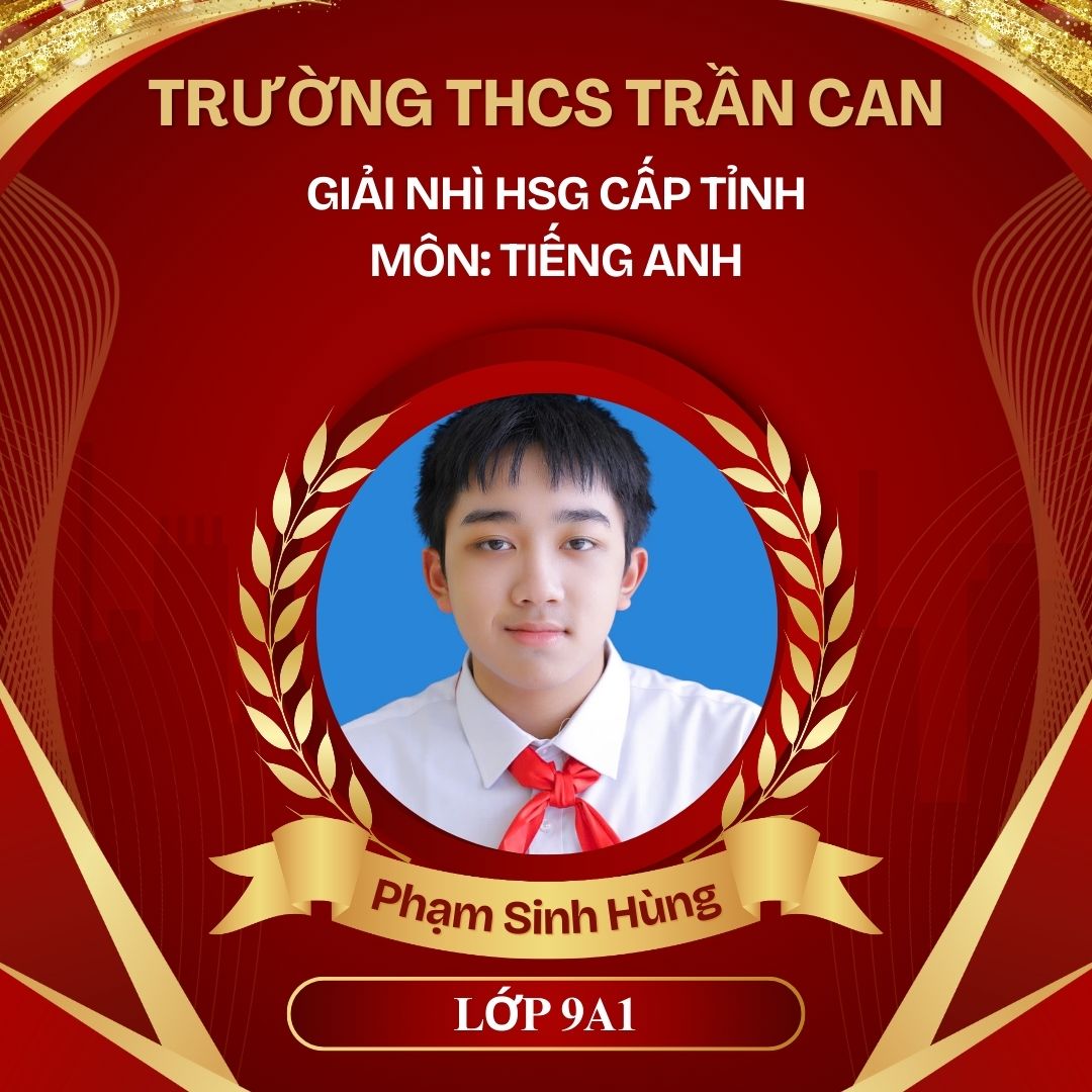 Thành tích của Trường THCS Trần Can trong kỳ thi chọn học sinh giỏi cấp tỉnh các môn văn hóa lớp 9 năm học 2025-2026