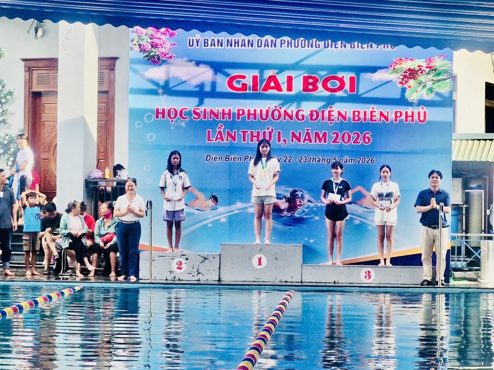 Trường THCS Trần Can tham gia giải bơi học sinh phường Điện Biên Phủ lần thứ i năm 2026 và đạt thành tích ấn tượng